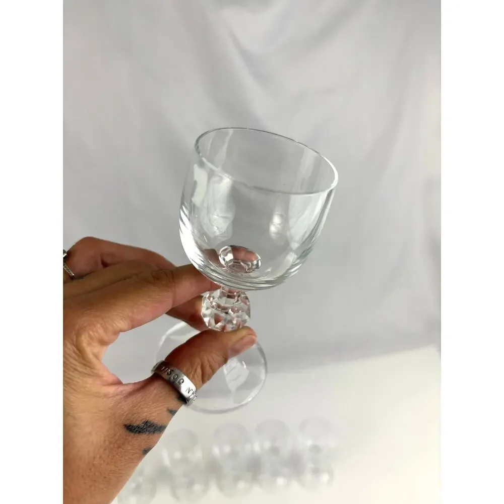 Set of‎ 6 Claudia Liqueur Glasses Cut Knob Stem Lead Crystal Czechoslovakia